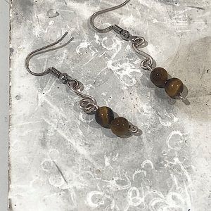 18 gauge silver sterling precious stone tiger eyesnaturalstone